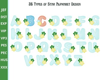 Alphabet Embroidery Design Bundle, Font Machine Embroidery Design pattern, 3 Sizes, Instant download