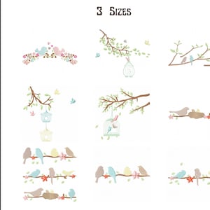 Little Birds Embroidery Design - 3 Sizes - 9 Types - Machine Embroidery Pattern - Instant Download