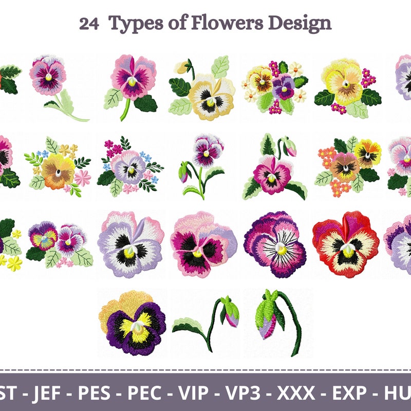 Flower Embroidery Pattern Etsy