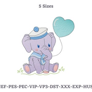 Elephant with Love Balloon Embroidery Design- 5 Sizes - Instant Download