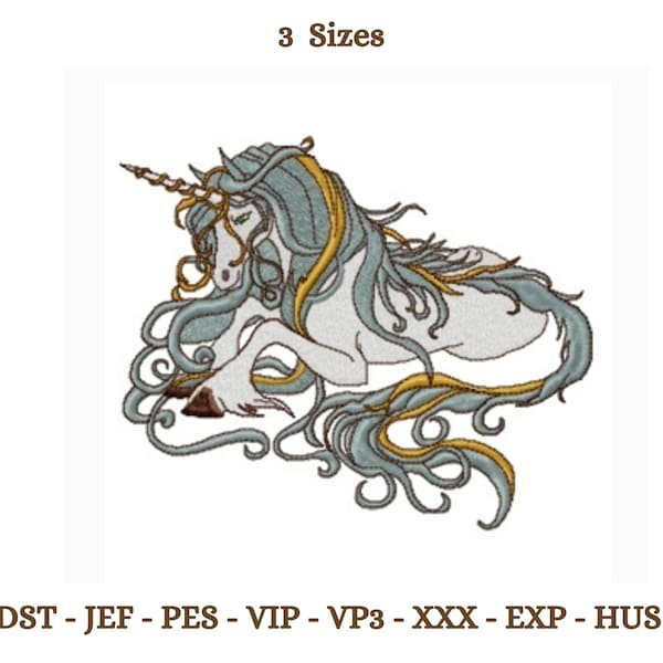 Peaceful Unicorn Embroidery Design - Machine Embroidery Pattern - 3 Sizes - Instant Download