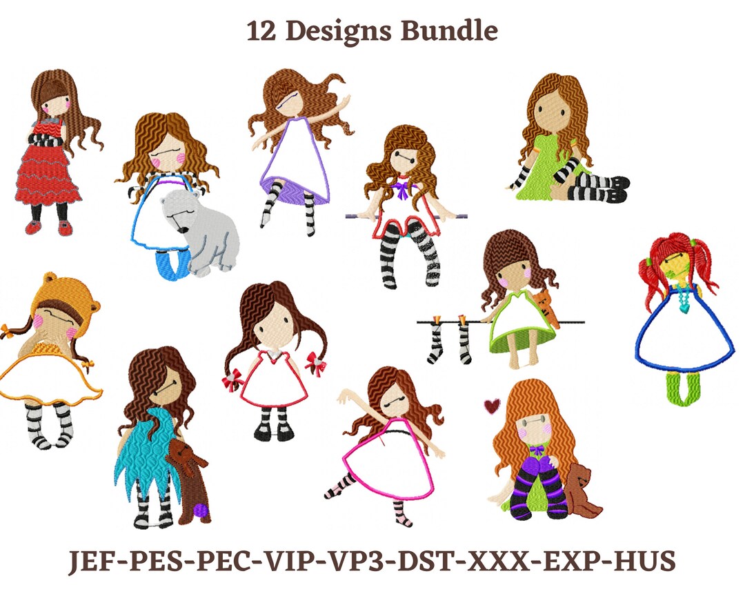 Little Girl Applique Embroidery Design Bundle Etsy