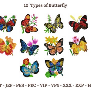 Diseño de bordado de mariposa, hermosa mariposa en diseño de bordado de máquina de flores, patrón de bordado floral, descarga instantánea