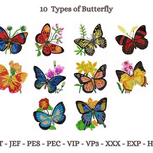 Motif de broderie papillon, beau motif de broderie Machine papillon sur fleur, motif de broderie florale, téléchargement immédiat