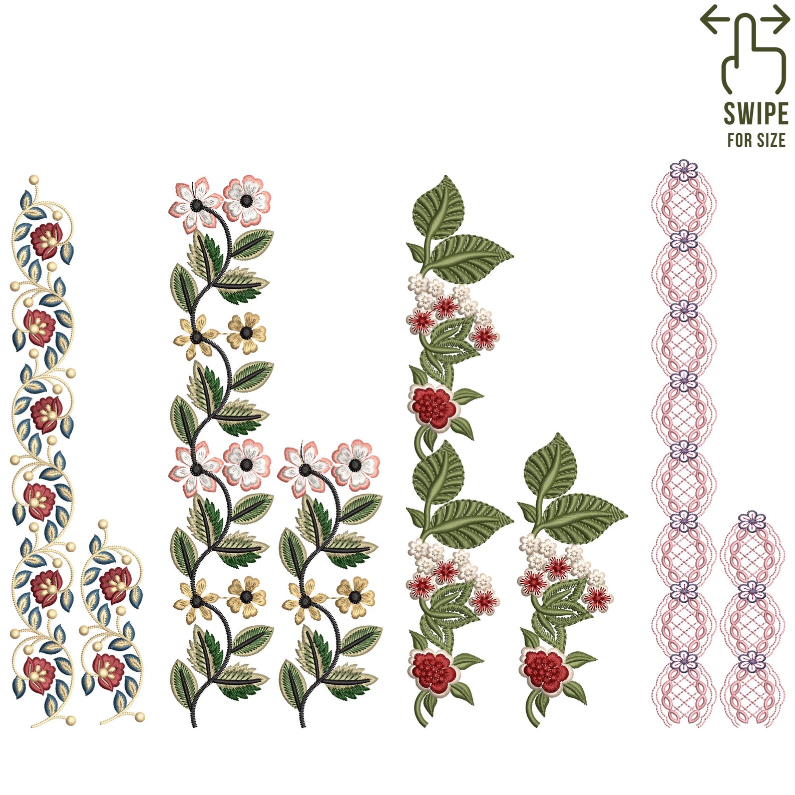 Endless Floral Border Machine Embroidery Design Bundle, 4 Seamless ...