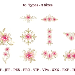 Dreams Flowers Embroidery Design - Machine Embroidery Pattern - 3 Sizes - 10 Types - Instant Download