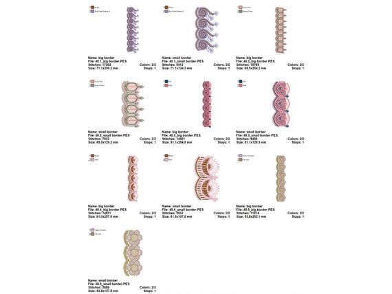 Lace Border Embroidery Design Set | Endless Border Patterns 6