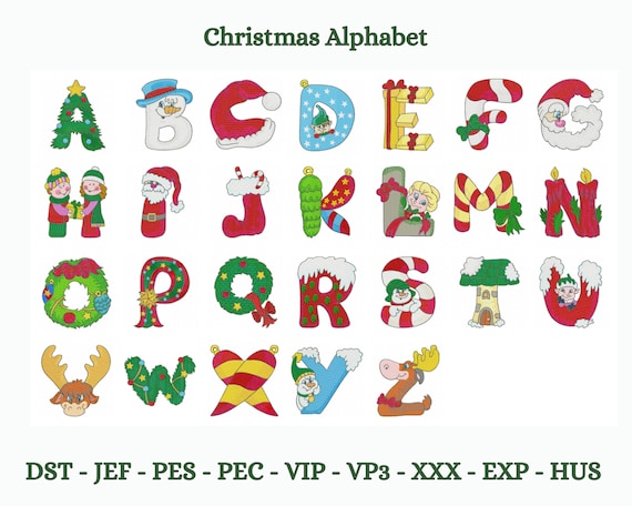 Christmas Alphabet Embroidery Designs, Merry Christmas Machine 