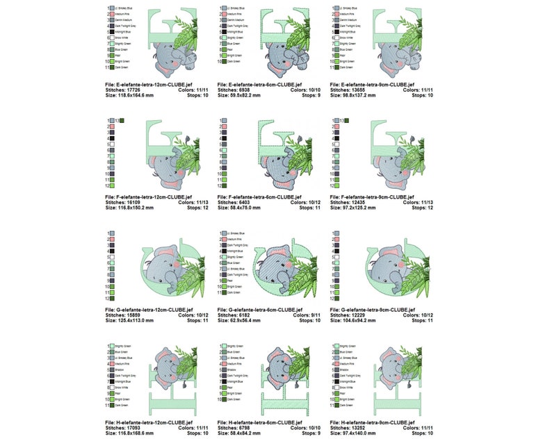 Elephant embroidery designs, Cute Elephant Machine Embroidery Design, Elephant Florl embroidery pattern, 3 Sizes, Instant download image 3