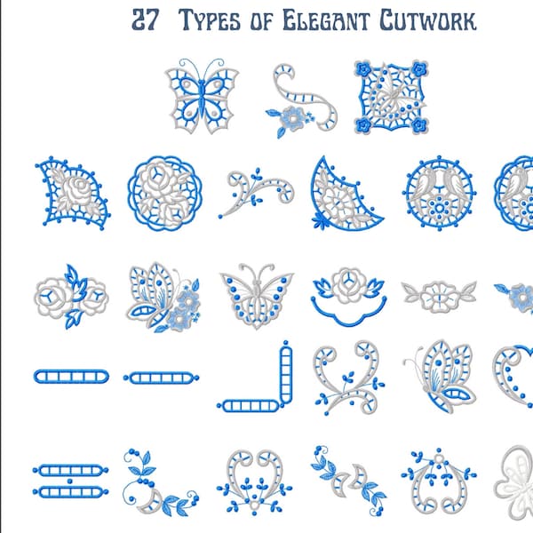 Elegant Cutwork Machine Embroidery Design-27 Types-Instant Download