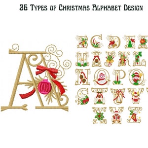 Christmas Alphabet Embroidery Design , Christmas Font Machine Embroidery Design, Font embroidery pattern, Instant download