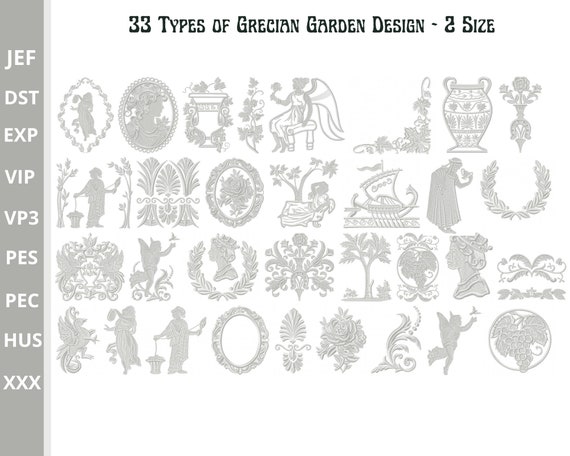 33 Type Grecian Garden Embroidery Designs, Dover North American Indian Motifs Machine Embroidery Design , - 2 Size ,  Instant download