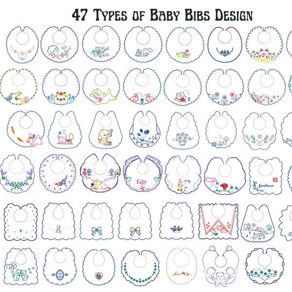 Motifs de broderie de bavoirs pour bébés, motifs de broderie machine à bavoirs pour bébés floraux, motif de broderie de bavoirs pour bébés de tous types, téléchargement instantané