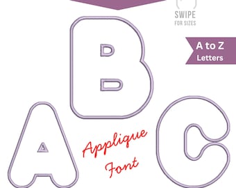 Applique Alphabet Machine Embroidery Design Font - 3 Sizes, Instant download