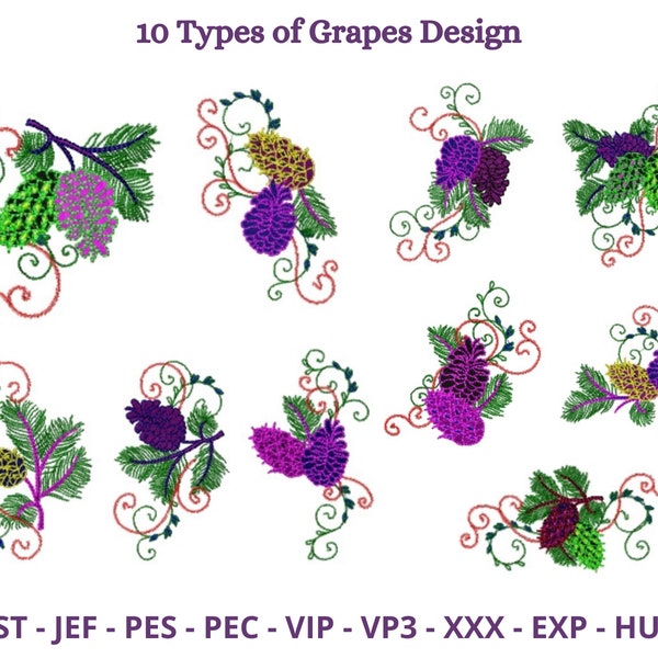 Raisins broderie Design - motif de broderie Machine - 10 Types - téléchargement immédiat