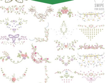 Elegant Floral Frame Embroidery Design Bundle: Flower & Geometric Frames, Corners, and Borders | Machine Embroidery Files in 4 Sizes