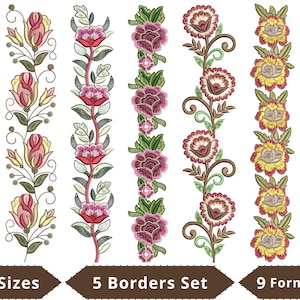 Decorative Floral Border Machine Embroidery Designs Bundle - 2 sizes