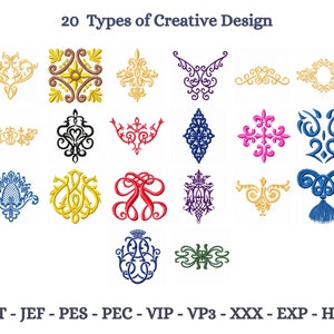 Creative Embroidery Design - Machine Embroidery Pattern - 20 Types - Instant Download