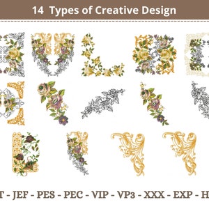 Creative Embroidery Design - Machine Embroidery Pattern - 14 Types - Instant Download