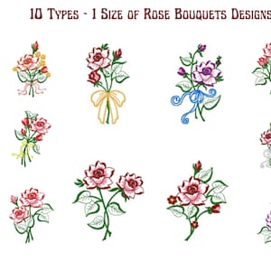 Bouquets Rose Embroidery Design - Machine Embroidery Pattern - 10 Types - Instant Download