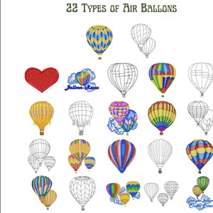 Air Balloon Embroidery Design, Hot-air Balloon Machine Embroidery Design, Hot-air Balloon with Cloud embroidery pattern, Instant download