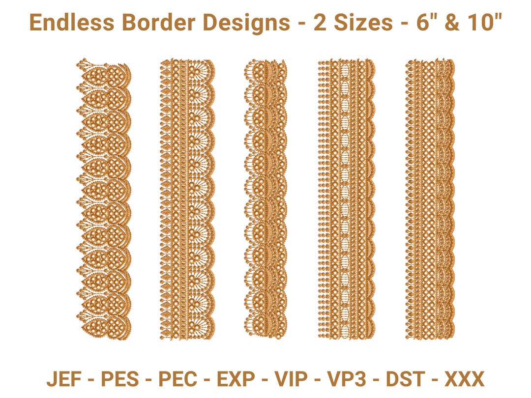 Endless Border Embroidery Designs – 2 Sizes (6 Inch & 10 Inch) – Fancy ...