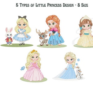 5 - Type , Little Princess embroidery designs, Baby Girl Machine Embroidery Design, Princess embroidery pattern, 6 Sizes, Instant download