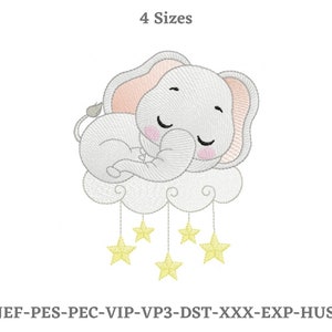 Cute Elephant Embroidery Design - Baby Animal -  Machine Embroidery Pattern - 4 Sizes - Instant Download