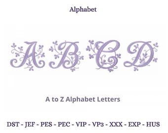 Alphabet embroidery designs, Floral Machine Embroidery Design, Fancy Flower embroidery pattern, Wedding  Alphabet , Instant download