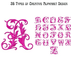 Creative Alphabet embroidery designs, Alphabet Machine Embroidery Design, 1 Sizes, Instant download