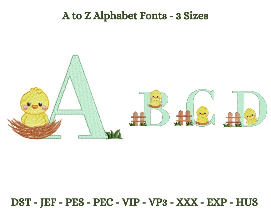 Duck Bird Font Design , Baby Duck Alphabet Machine Embroidery Design ...