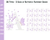 Butterfly Alphabet ,Beautiful Butterfly Machine Embroidery Design, Classic Font embroidery pattern, Instant download
