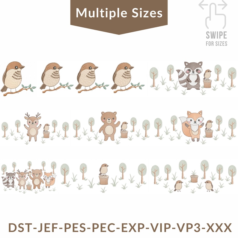 Woodland Animals Machine Embroidery Design Bundle, Forest Friends ...