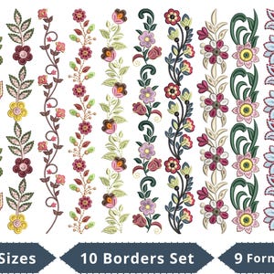 Floral Border Machine Embroidery Designs Bundle - 2 sizes