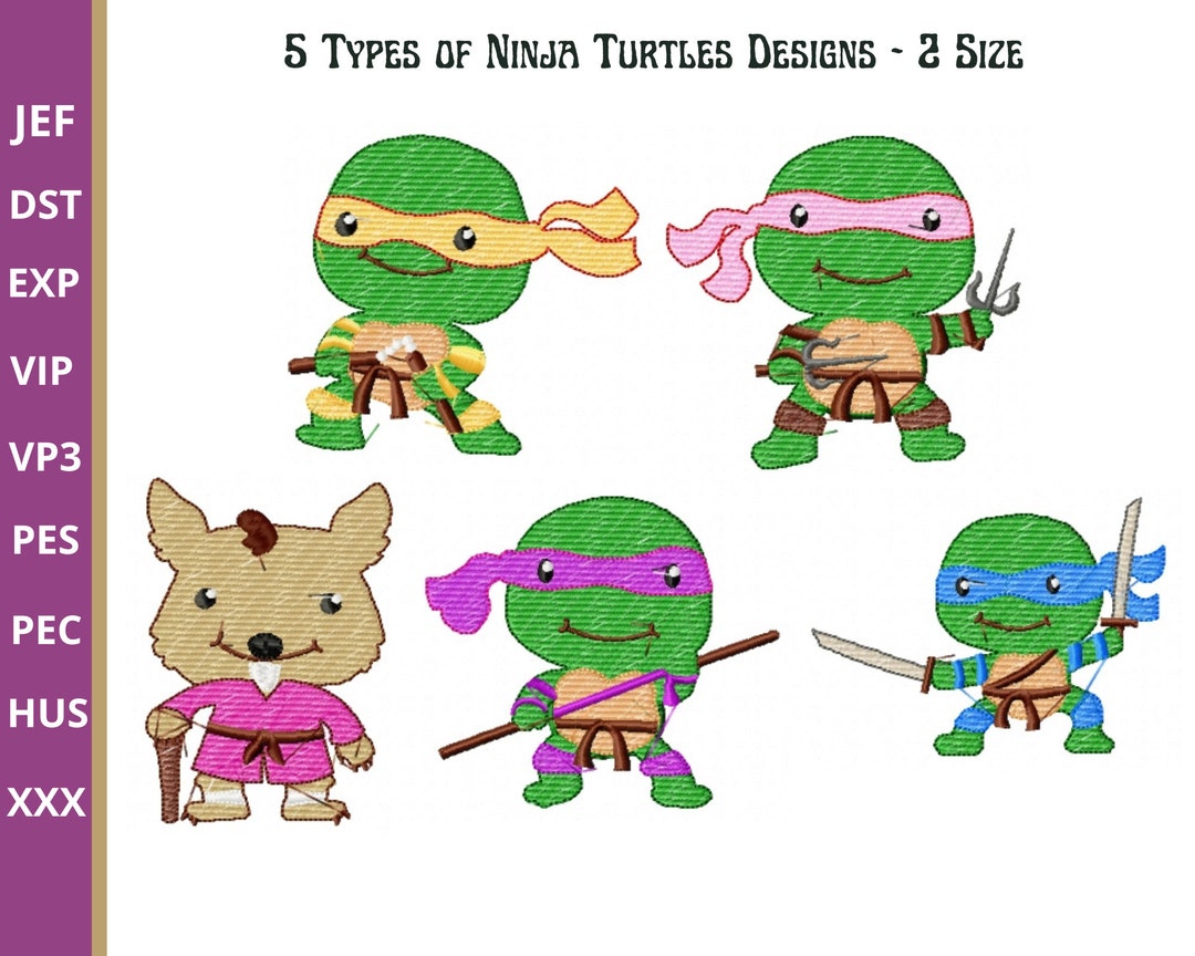 Ninja Turtles Embroidery Designs, Ninja Cartoon Machine Embroidery