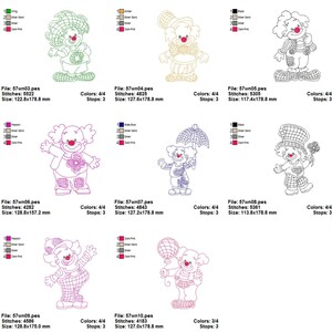 10 Type - Circus Clown Embroidery Designs - 2 Size , Instant Download ...