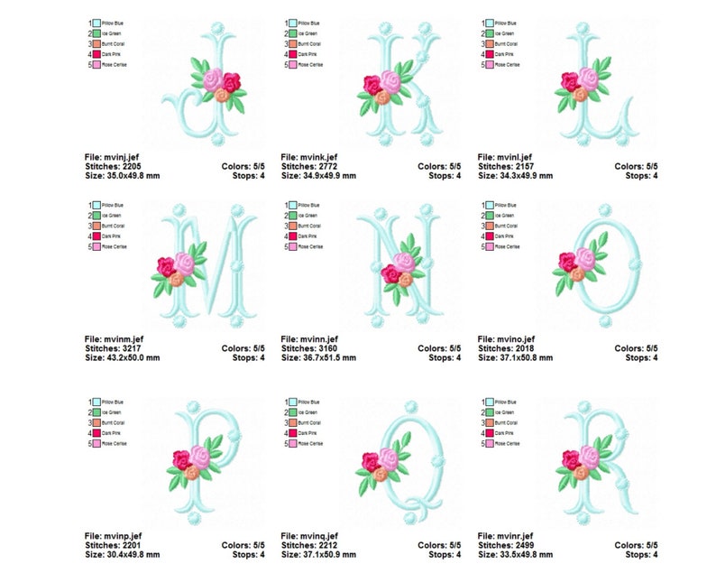 Floral Alphabet Embroidery Design Font Machine Embroidery Etsy