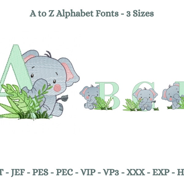 Elephant embroidery designs, Cute Elephant Machine Embroidery Design, Elephant Florl embroidery pattern, 3 Sizes, Instant download