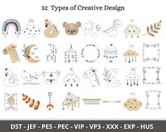 Creative Animal embroidery designs, Creative Frame Machine Embroidery Design, Creative embroidery pattern, 1 Sizes, Instant download