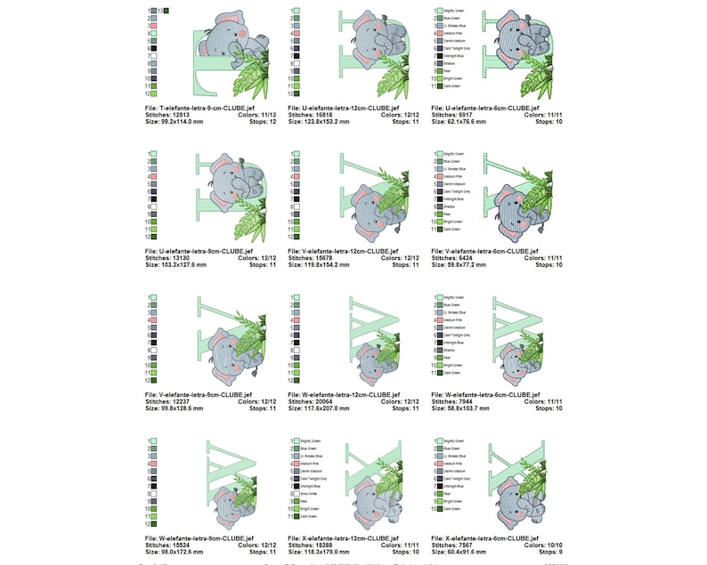 Elephant embroidery designs, Cute Elephant Machine Embroidery Design, Elephant Florl embroidery pattern, 3 Sizes, Instant download image 7