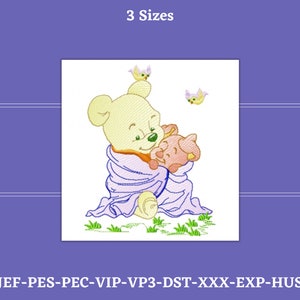 Pooh Bear and Towel Machine Embroidery Designs - 3 Sizes - Instant Download
