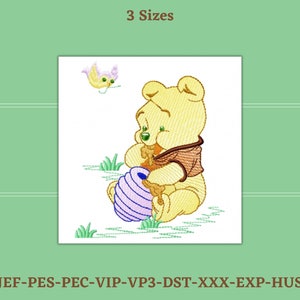 Pooh Pot honey Embroidery Design - 3 Sizes - Instant Download