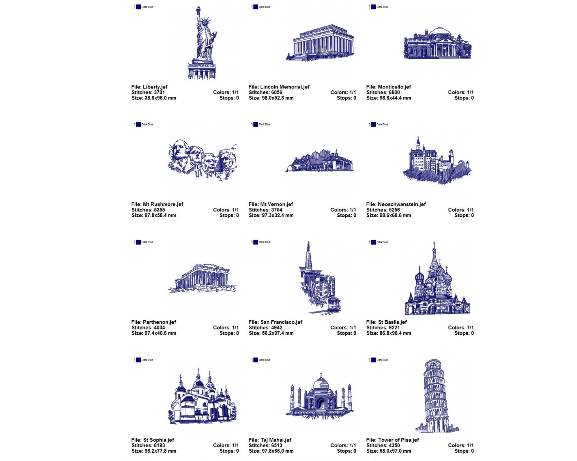 Historical Landmark Embroidery Design - Machine Embroidery Pattern - 26 ...