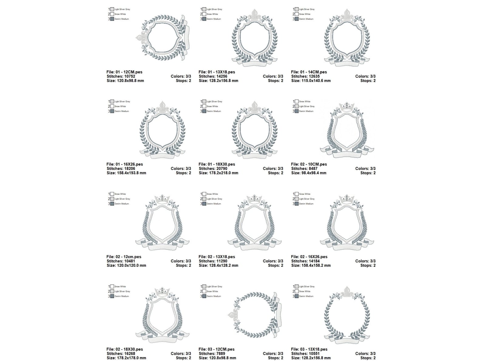 Heraldic Frame Crest Embroidery Design Set | Royal Monogram Machine ...
