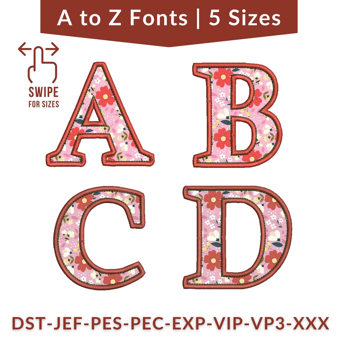 Satin and Bean Stitch Applique Machine Embroidery Font, Varsity Block ...
