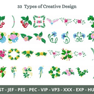 Creative Embroidery Design - Machine Embroidery Pattern - 33 Types - Instant Download