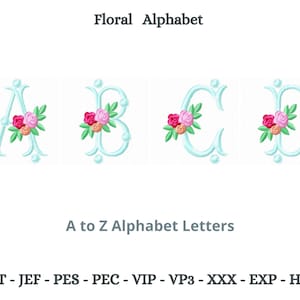 Floral Alphabet embroidery designs, Flower Font Machine Embroidery Design, digitized font embroidery pattern, Instant download