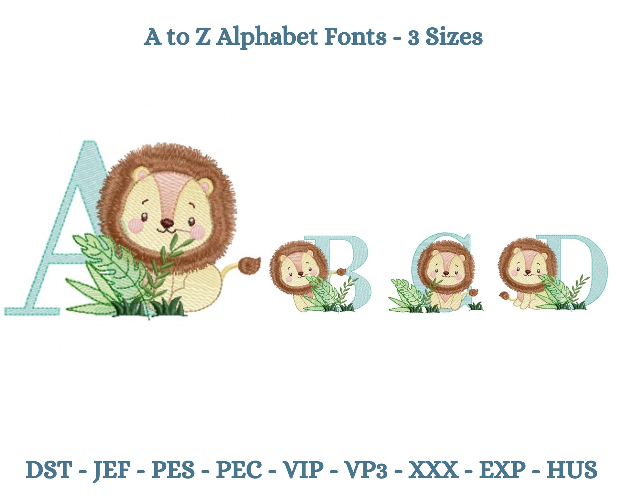 Lion Alphabet embroidery designs, Baby Lion Font Machine Embroidery Design, Font embroidery pattern, 3 Sizes, Instant download