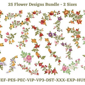 Kreatives Blumendesign Stickmuster, Hochzeitskonzept Maschinenstickerei, 2 Größen, Sofort download