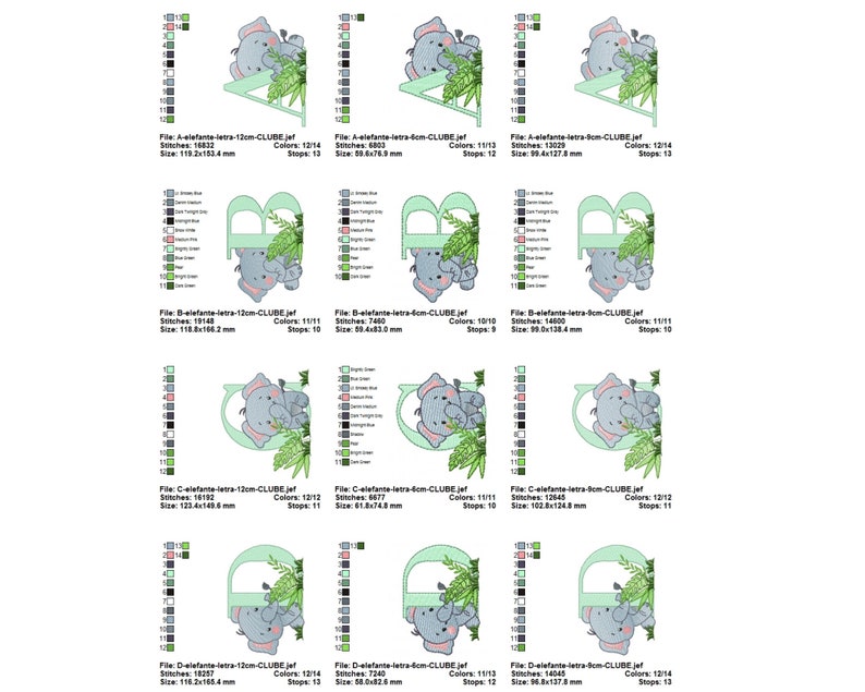 Elephant embroidery designs, Cute Elephant Machine Embroidery Design, Elephant Florl embroidery pattern, 3 Sizes, Instant download image 2